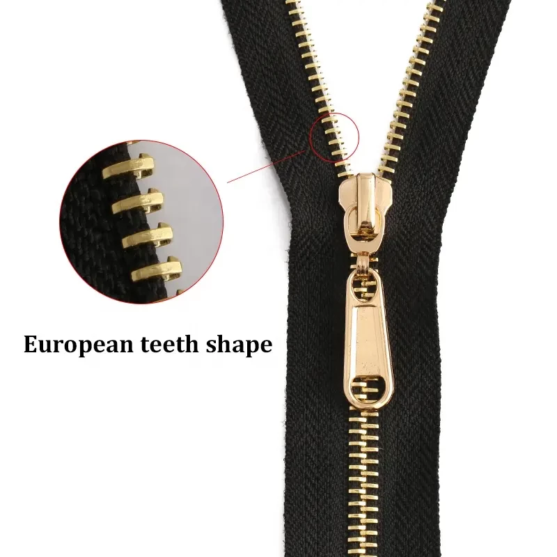 Custom High Quality Open End European Teeth Shape Metal Zipper