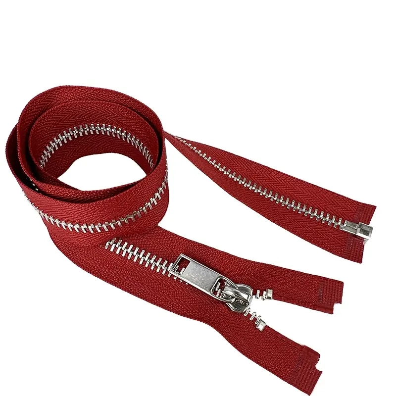 Wholesale Custom Long Closed End Red Metal Zipper Manufacturer