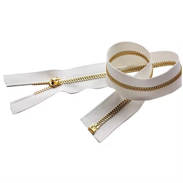 Custom Gold Teeth White Open End Metal Zipper For Clothing