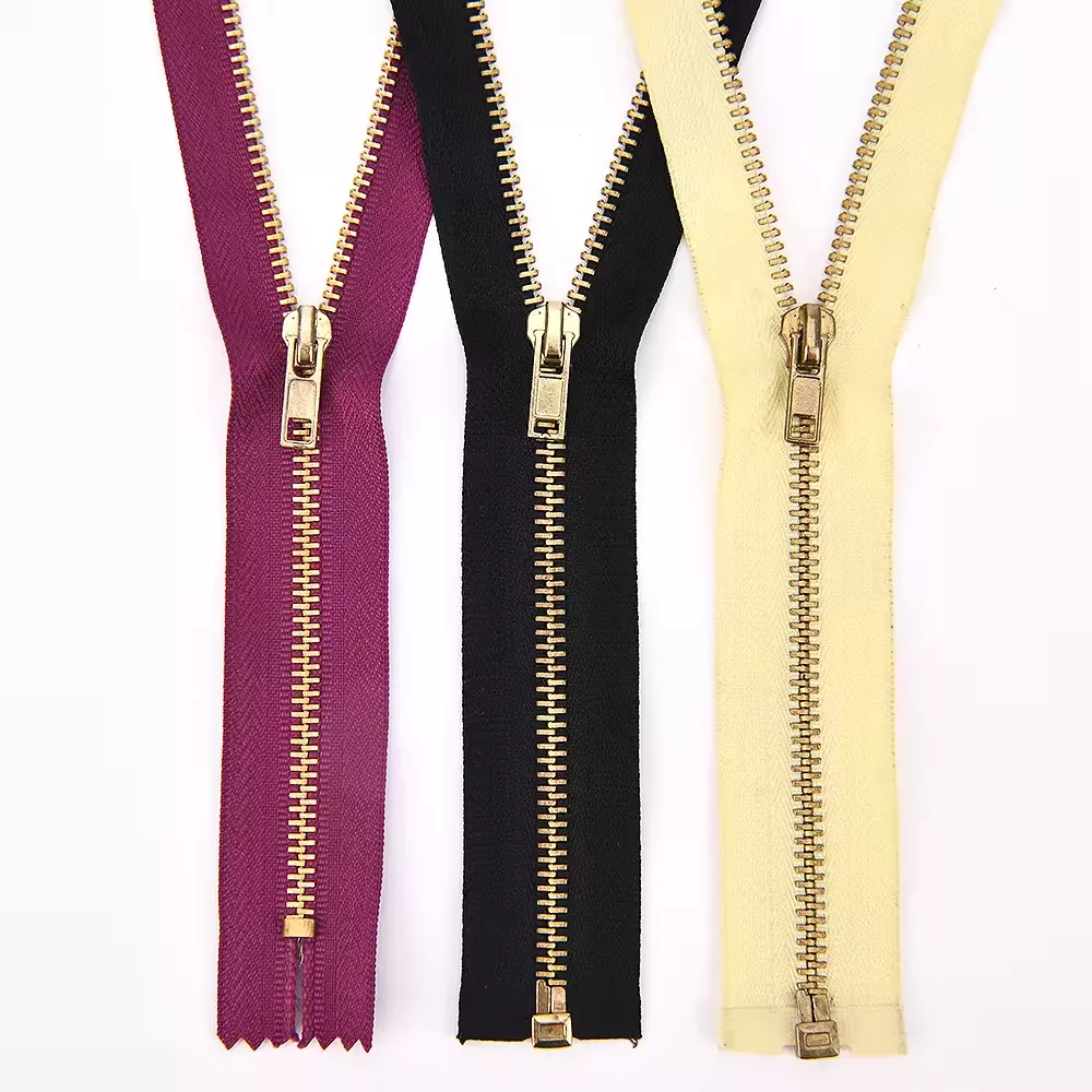 Wholesale Factory #5 Open End Close End Metal Zipper with Gold Teeth